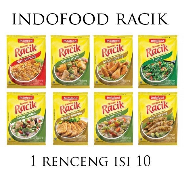 

BUMBU RACIK INDOFOOD sayur asem, sayur sop, tempe goreng, ikan goreng, ayam goreng 1renceng isi 10 By Toko Dunia Variasi Surabaya