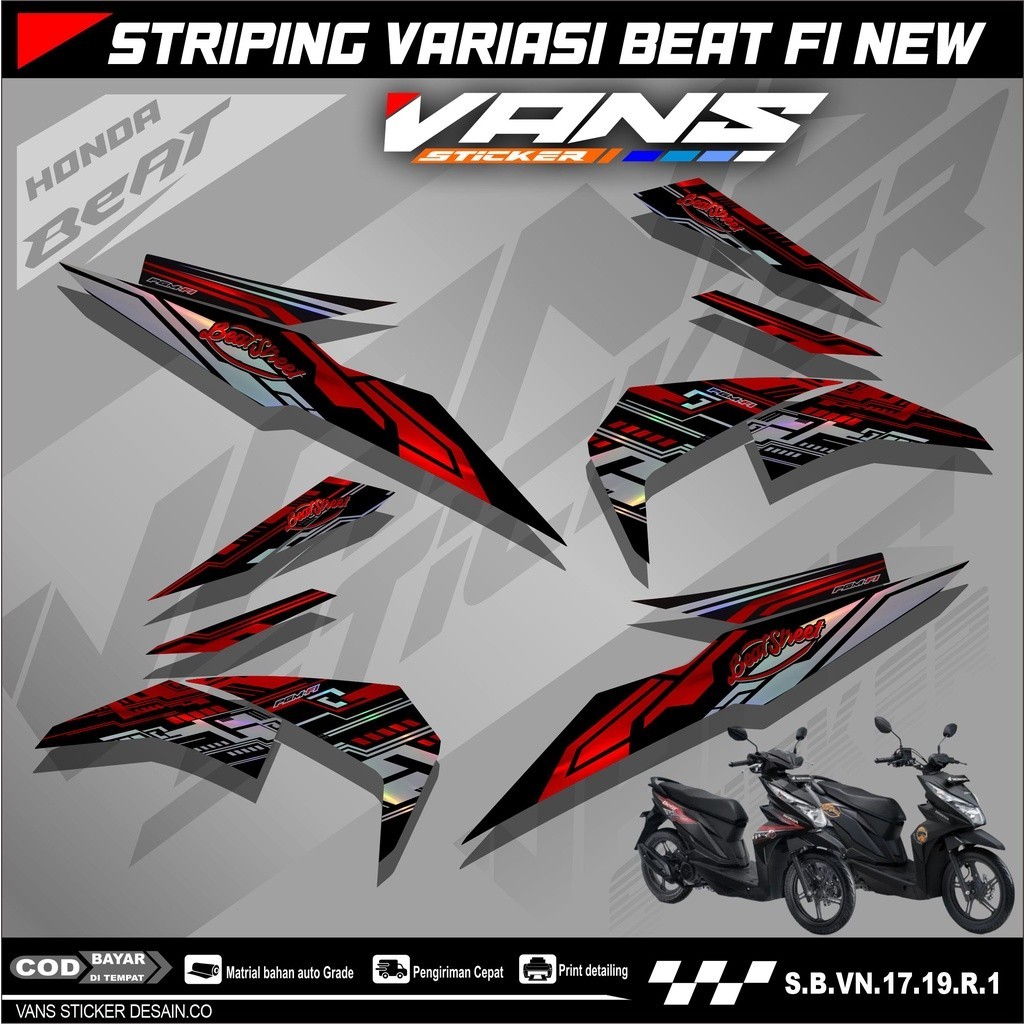 Striping Beat Fi Esp,beat street,Beat Fi New 2016 2017 2018 2019 bahan hologram pelangi,chrome-Stick