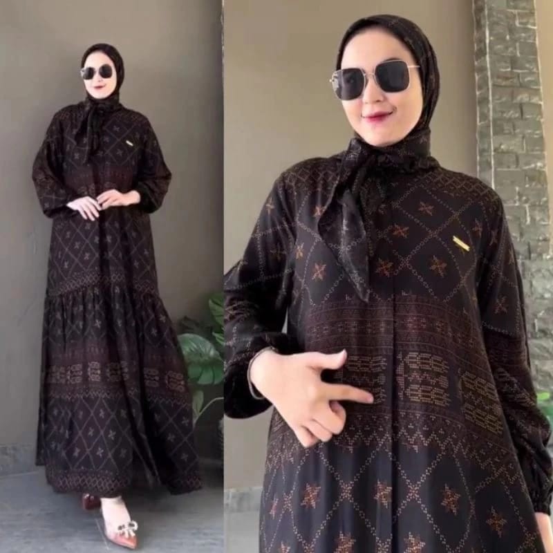 GAMIS DRESS SET HIJAB RAYON PREMIUM BLACK SERIES // GAMIS ZARA ETNIK // GAMIS VIRAL // GAMIS ZARA 2i