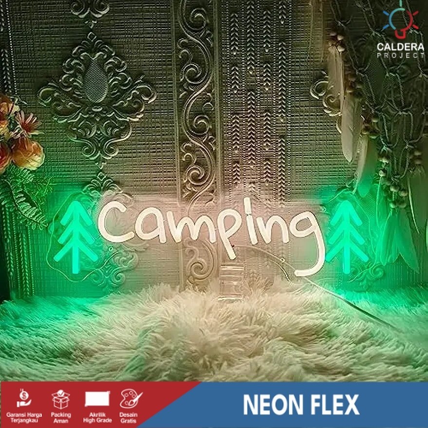 Camping Neon Signs for Wall Decor Camping Outdoor Neon Sign for Birthday Party LED Neon Lights Signs