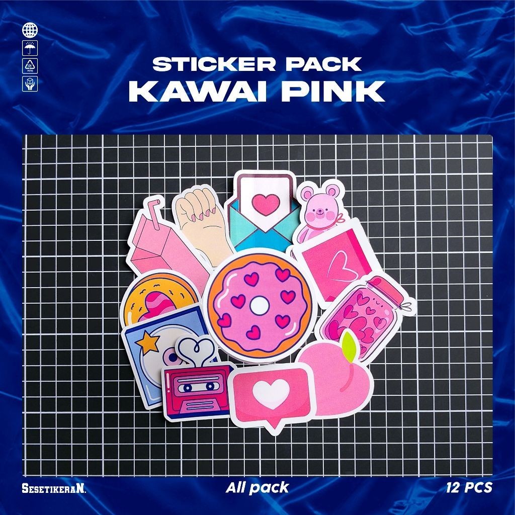 

COD✨ Sesetikeran Stiker Pack Kartun Kawai Warna Pink Lucu Untuk Koper Laptop Skateboard