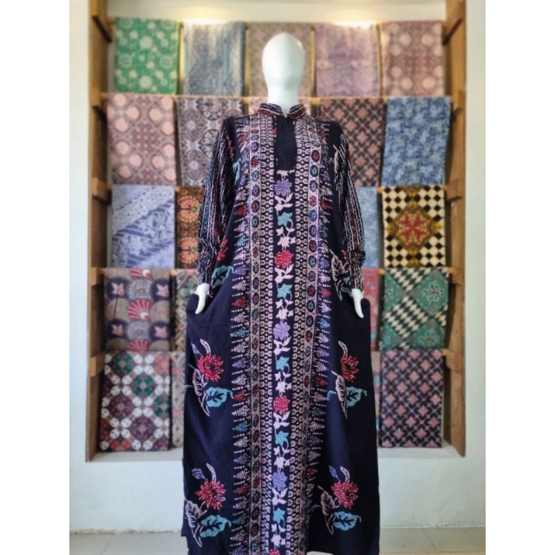 Gamis Grajak Twill Ld 115 Pb 140 Resleting Depan Tangan Kancing Saku Samping Jumbo Busui Daily Outfi