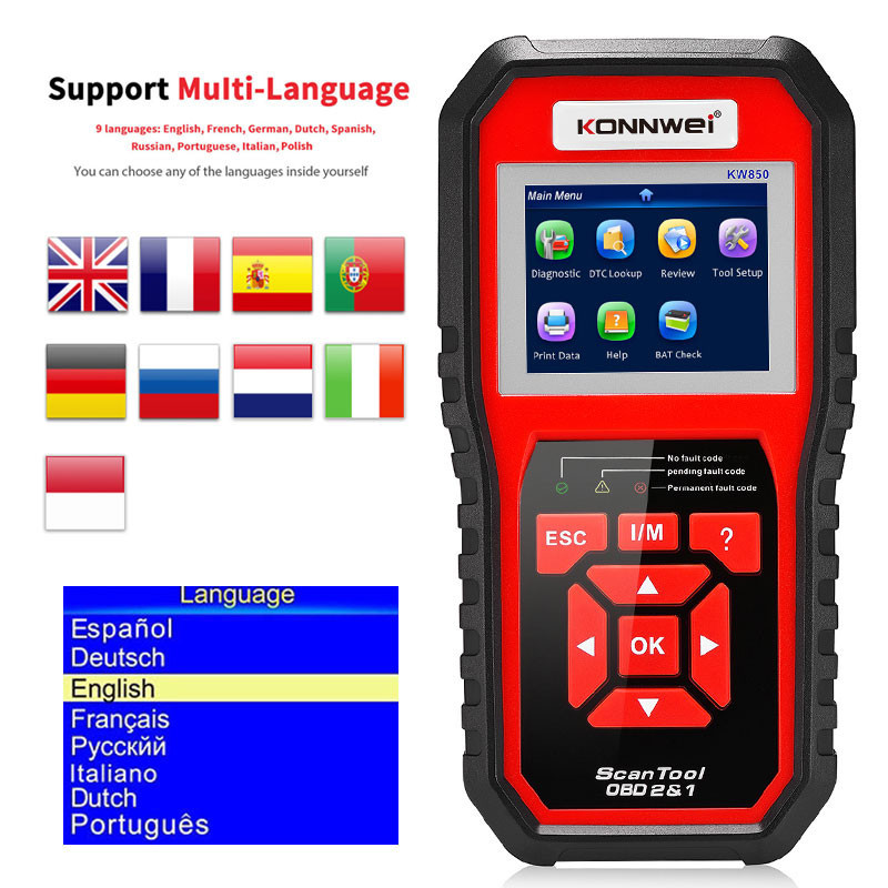 KONNWEI OBD2 KW850 Car OBD 2 Scanner Professional Scanner Diagnostic  Tools OBD2 Check Engine Check 