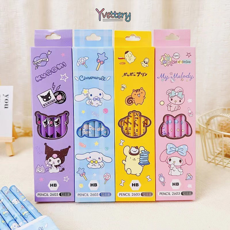 

❤️COD Pensil Kartun Sanrio Set 12 Potong Pensil Murid Pensil Gambar Anak-Yy