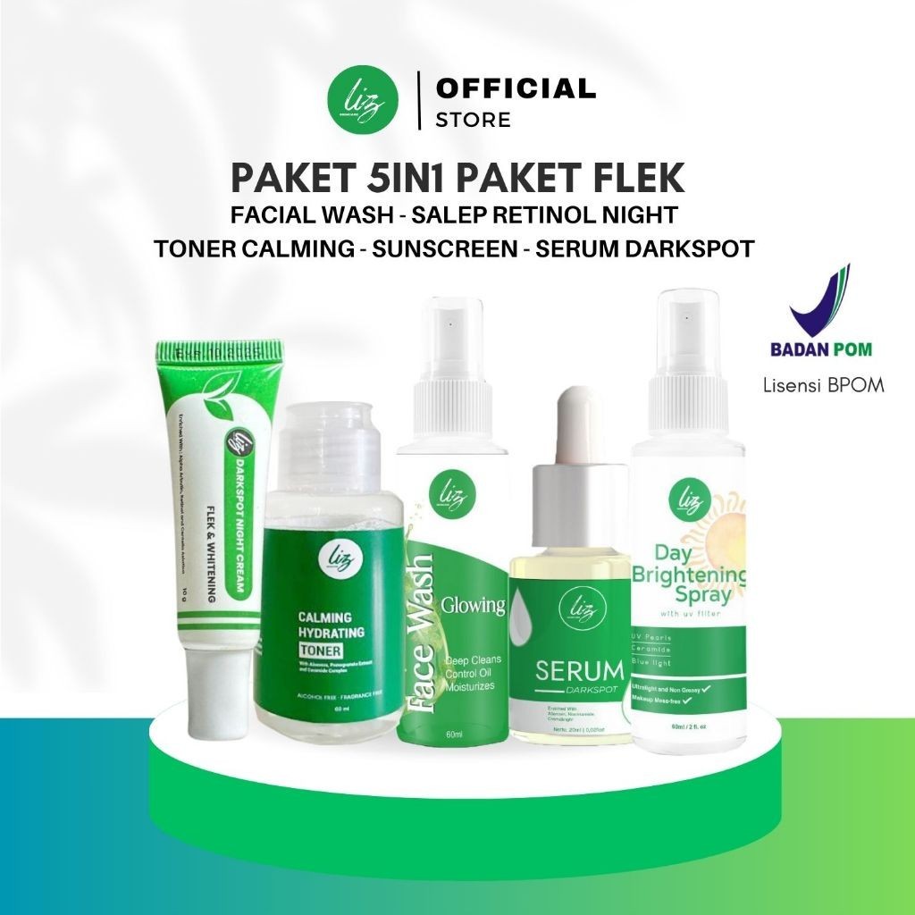Terlaris Liz Skincare Paket 5in1 BPOM Salep Pemutih Malam Salep Flek Hitam Melasma Bintik Hitam Memb