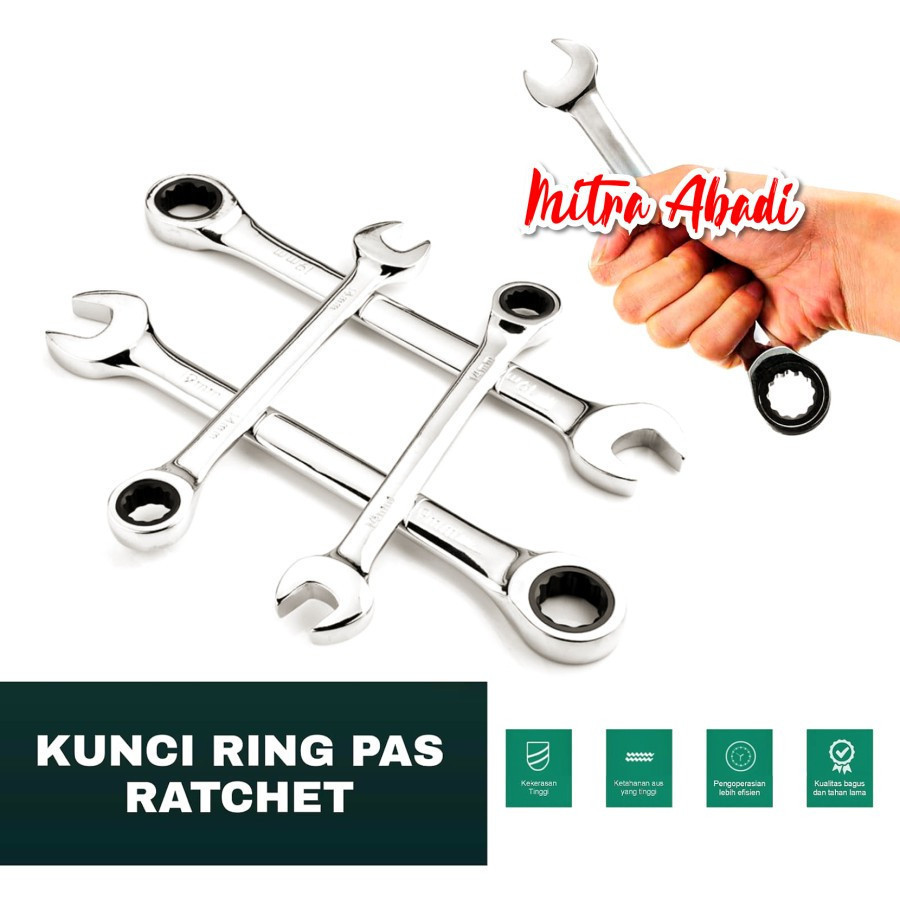 Kunci Ring Pas Ratchet Wrench 10mm 12mm 13mm 14mm