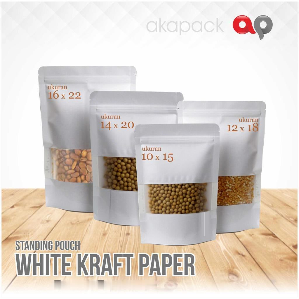 Spkp 10x15 Kemasan Pouch Kraft Putih + Zipper