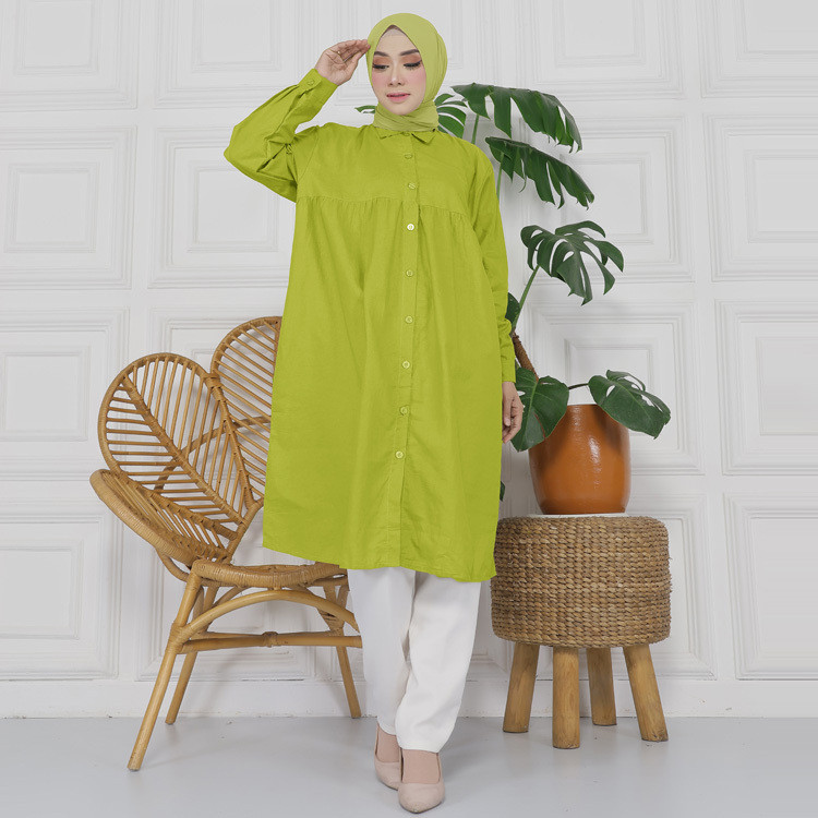 Atasan Kemeja TUNIK JUMBO WANITA TERBARU LD 120  - LD 130 - Ld 140 BUSUI  CRINCLE AIRFLOW ukuran XL 