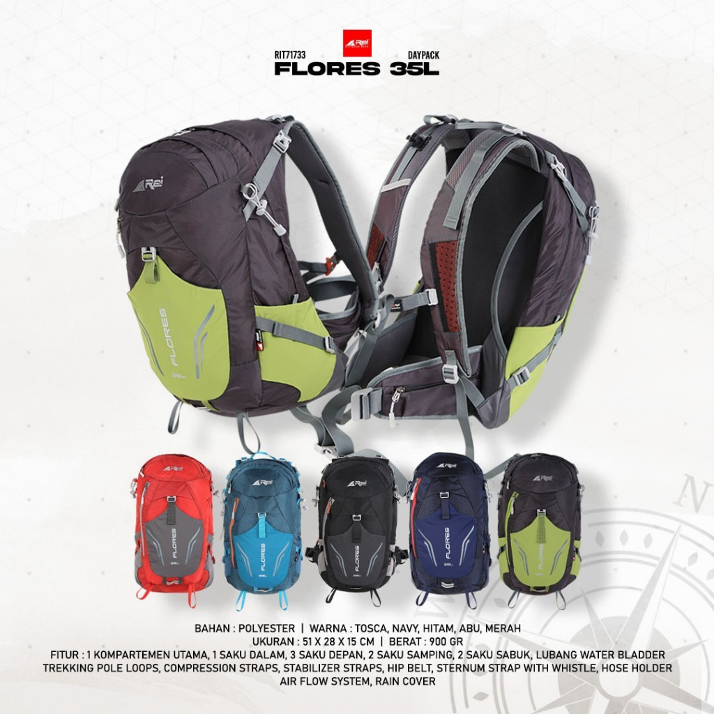 Tas Ransel Pria Flores 35 Liter Daypack Tas Rnsel Traveling Hiking Arei Outdoorgear
