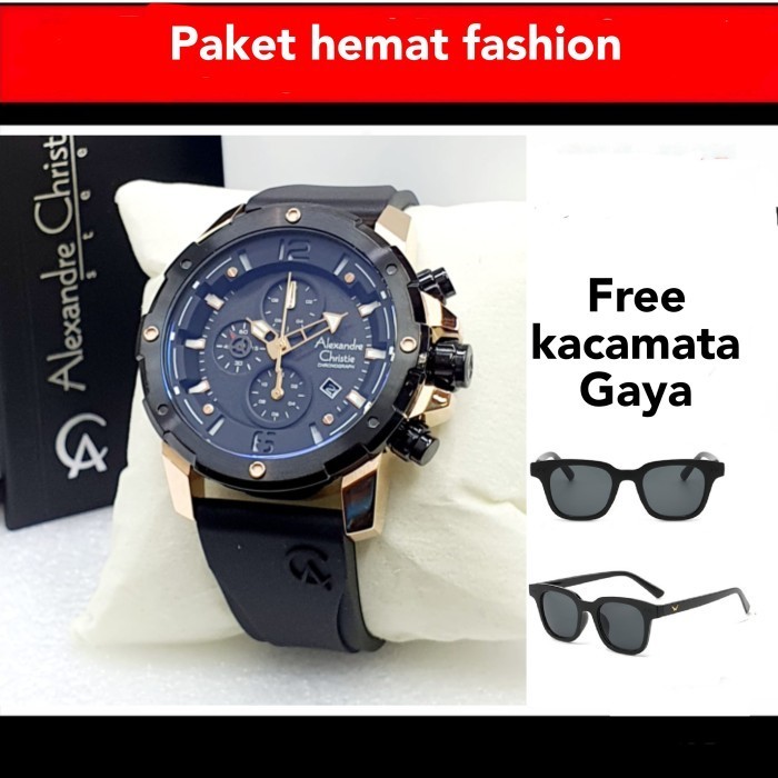 TERMURAH Jam tangan Pria Alexandre christie AC 6420 kotak silver original free kacamata