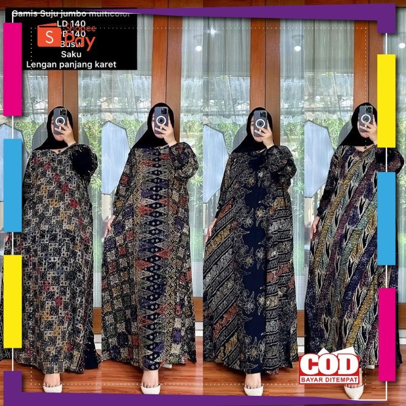 [PREMIUM BIG SALE] GAMIS JUMBO LD 140  STORJOAN BATIK SUJU KAFTAN RAYON PREMIUM HITAM PEKALONGAN