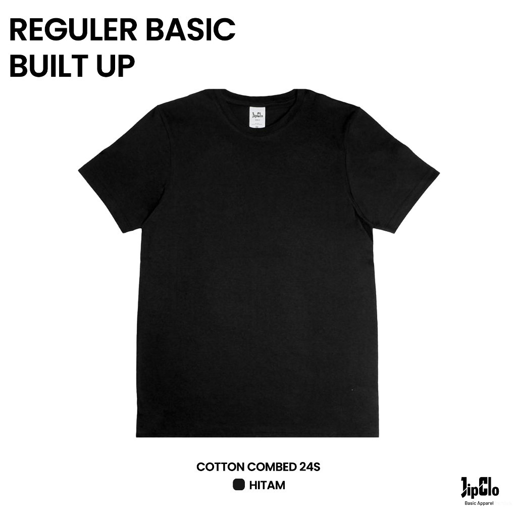 Kaos Polos Tanpa Jahitan Samping | Kaos Built Up Polos | Kaos Polos Cotton Combed 24s Hitam
