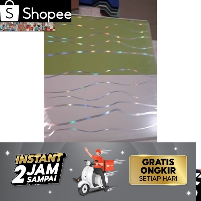 Plafon Plafon Pvc Hijau Putih Garis Glossy