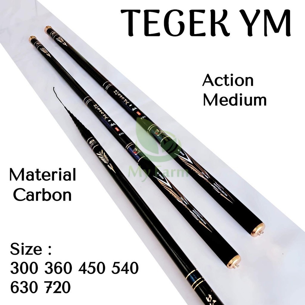 Joran Tegek YM 300 360 450 540 630 720 Ruas Panjang Bahan Carbon Action Medium Tongkat Pancing Tegeg