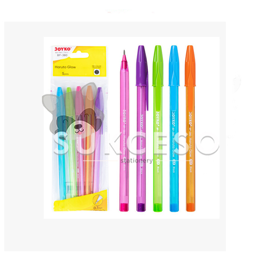 

JOYKO Ballpen BP-380 Haruto Glow 0.7mm 1 Set Isi 5 Pulpen HITAM