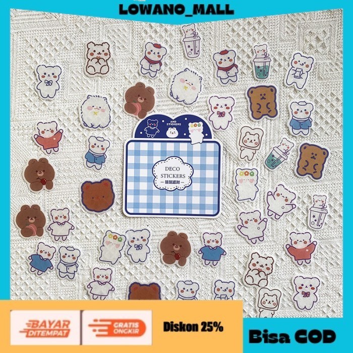 

[[LOWANOMALL6]] TERLARIS Isi 40 Pcs Sticker Dekor Journal Jurnal Diary Planner BLUE BEAR COD