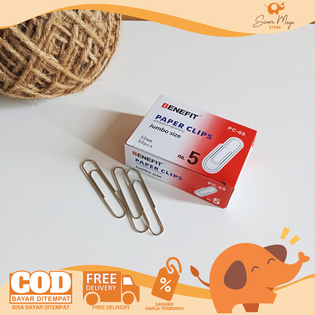 

Benefit Paper Clip PC-05 No.5 Penjepit Penjilid Kertas Ukuran Jumbo 5cm