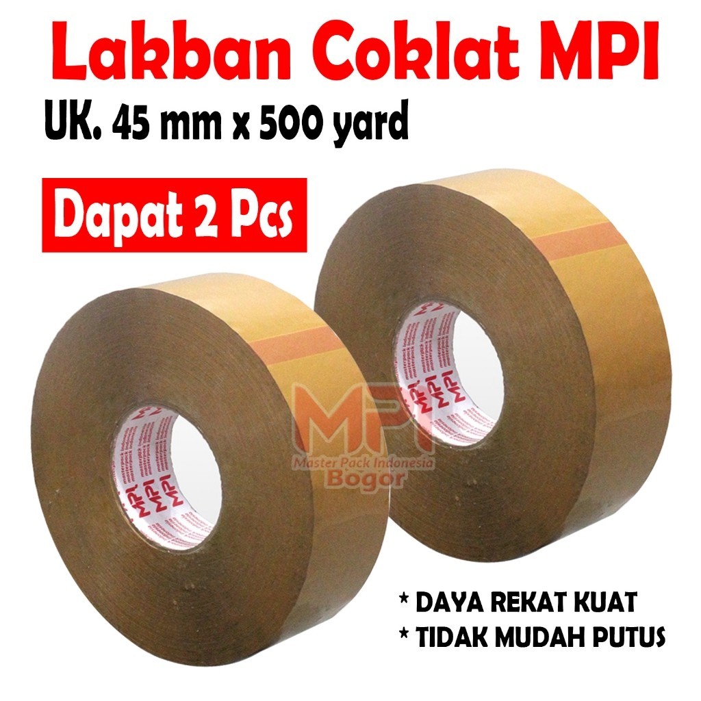 

2 PCS Lakban Coklat JUMBO MPI 45 mm x 500 yard - Lakban Untuk Packing - Master Pack Indonesia Bandung