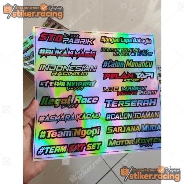 Stiker Pack Kata Kata Racing Hitz Stiker Motor Stiker Helm Stiker Kekinian Stiker Hologram Keren
