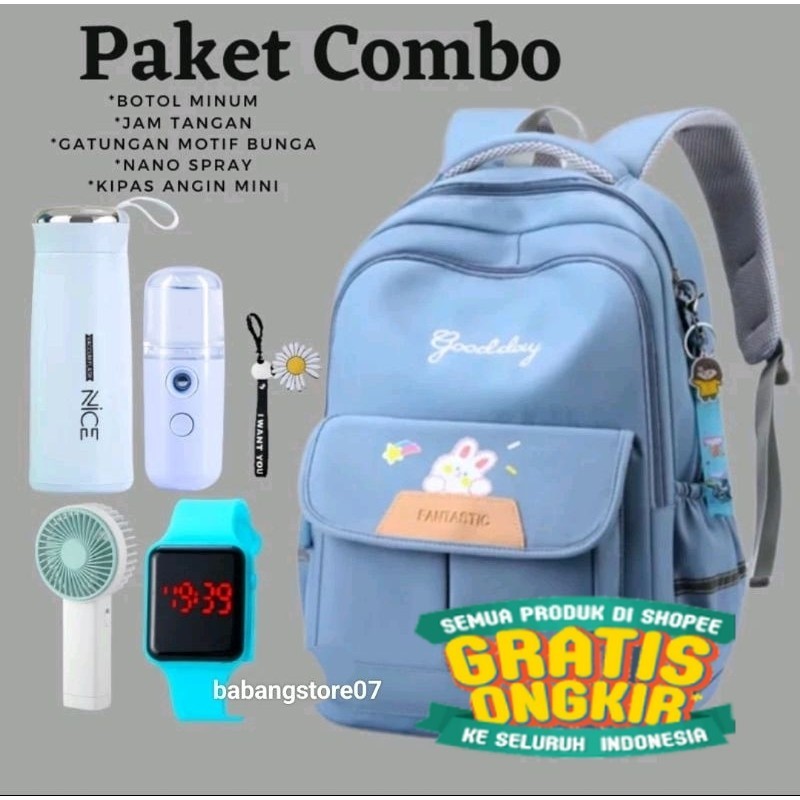 TAS RANSEL POLOS WANITA PAKET COMBO TAS ANAK PEREMPUAN SEKOLAH SD SMP SMA/ kado hadiah