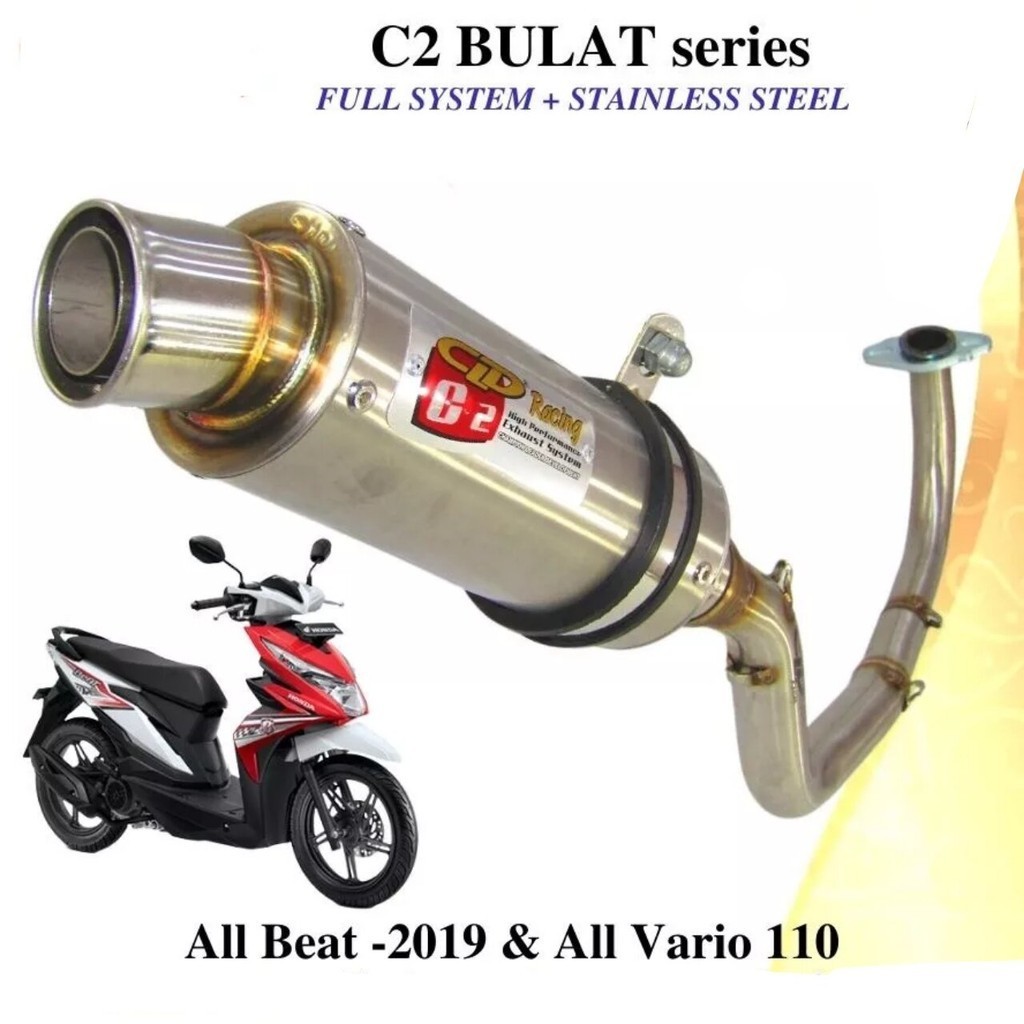 Knalpot Cld C2 Bulat Beat Fi karbu esp Street deluxe Stainless Full System