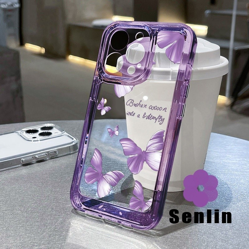 tiga kupu-kupu ungu transparan Case For OPPO C100 A6s A6t Pro Reno 15 Pro Max  A6x A6 reno 15f C75X 