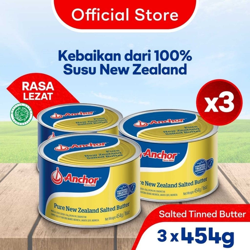 

Anchor Salted Butter 3 x 454g - Mentega Asin New Zealand