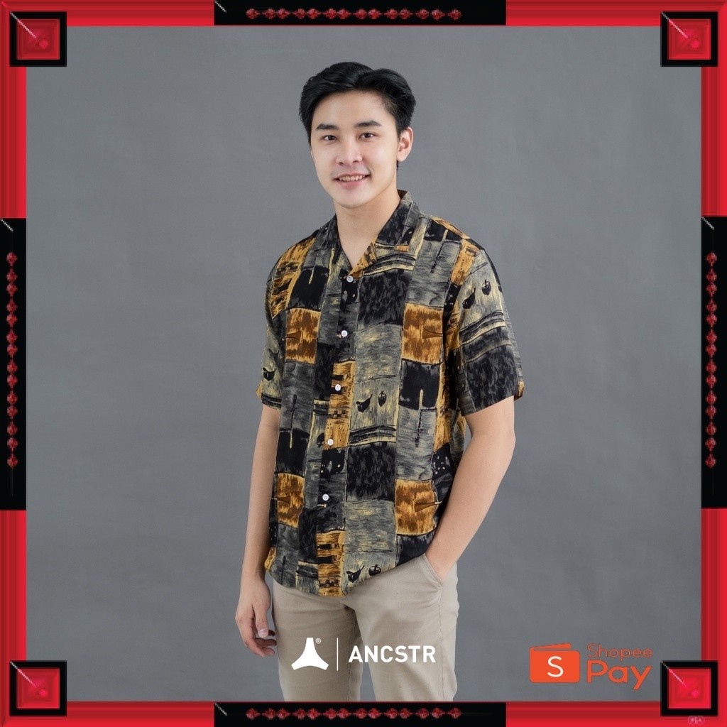 KAIN ADEM LEMBUT HALUS TEBAL / ANCSTR Kemeja Printing Motif Abstrak - Hazel