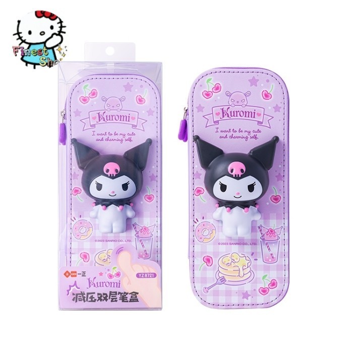 

Thosti Tempat Pensil Sanrio Squishy Cinnamoroll Kuromi Melody Kotak Pulpen - Kuromi 2 Tngkat