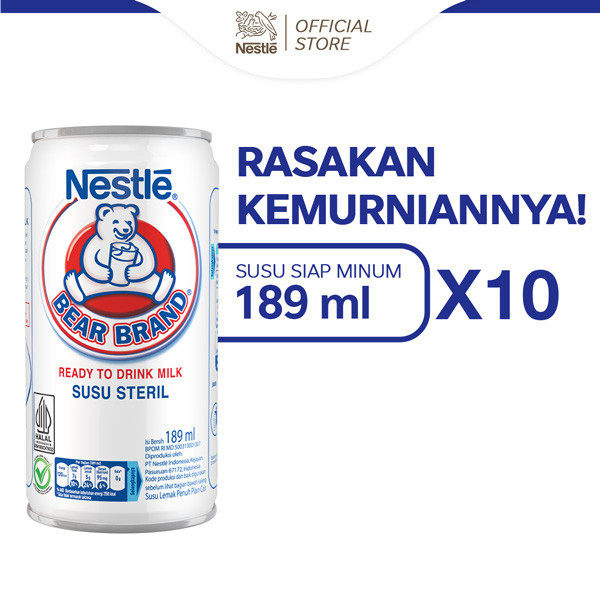 

BEAR BRAND Susu Kaleng Susu Beruang Susu Steril 189ml 10 pcs