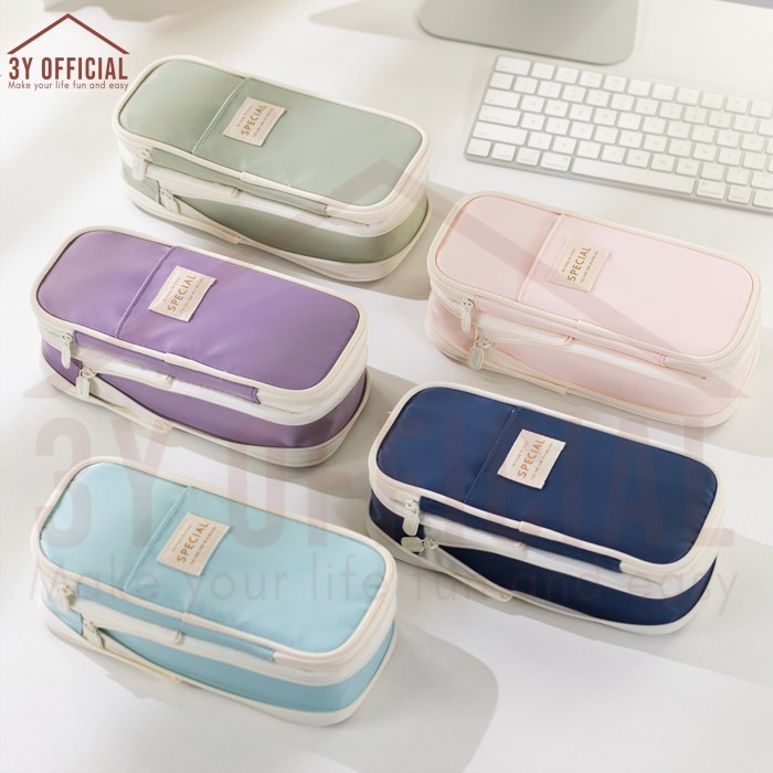 

✨LARIS✨ -3Y Angoo Collapsible Pencil Case kotak pensil aesthetic - Pink