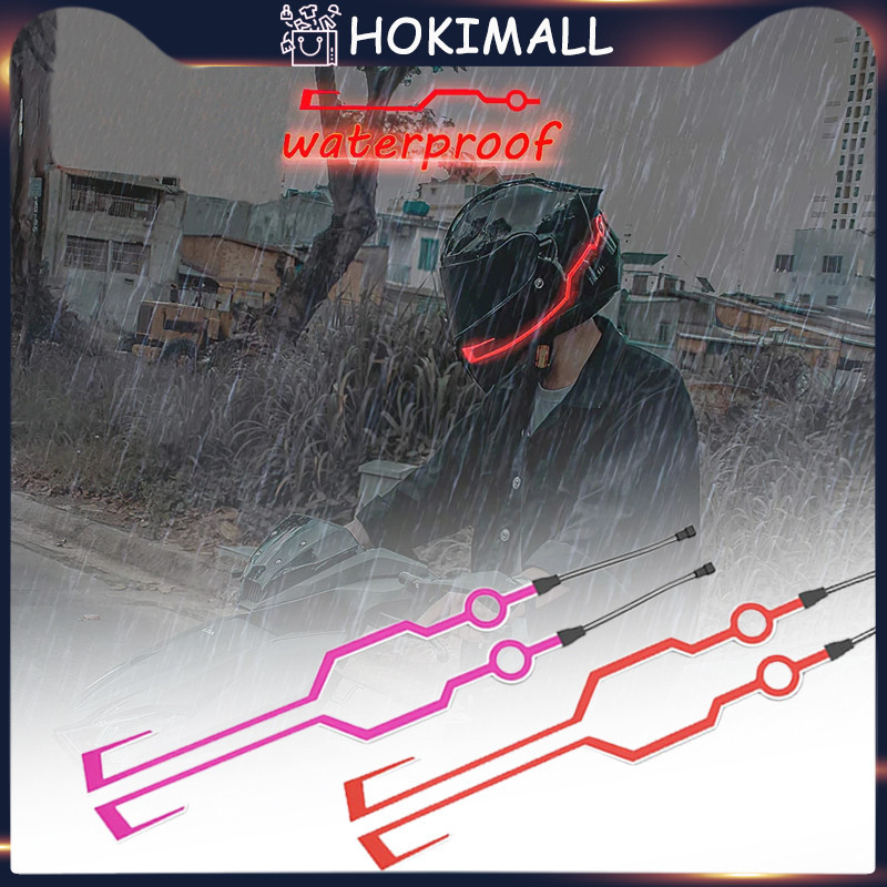 Sepasang Stiker Lampu Led Strip Helm Motor Safety Waterproof Warning Malam Helmet Lampu Led Sein Str