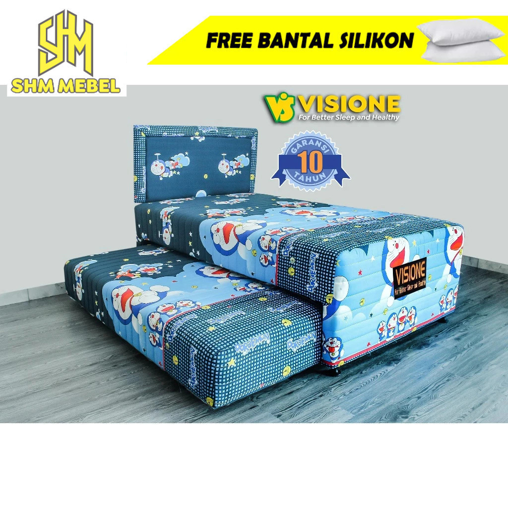 MURAH Bed sorong anak two in one manhattan Ms Kids Doraemon kasur anak springbed sorong 2 in 1 bed s