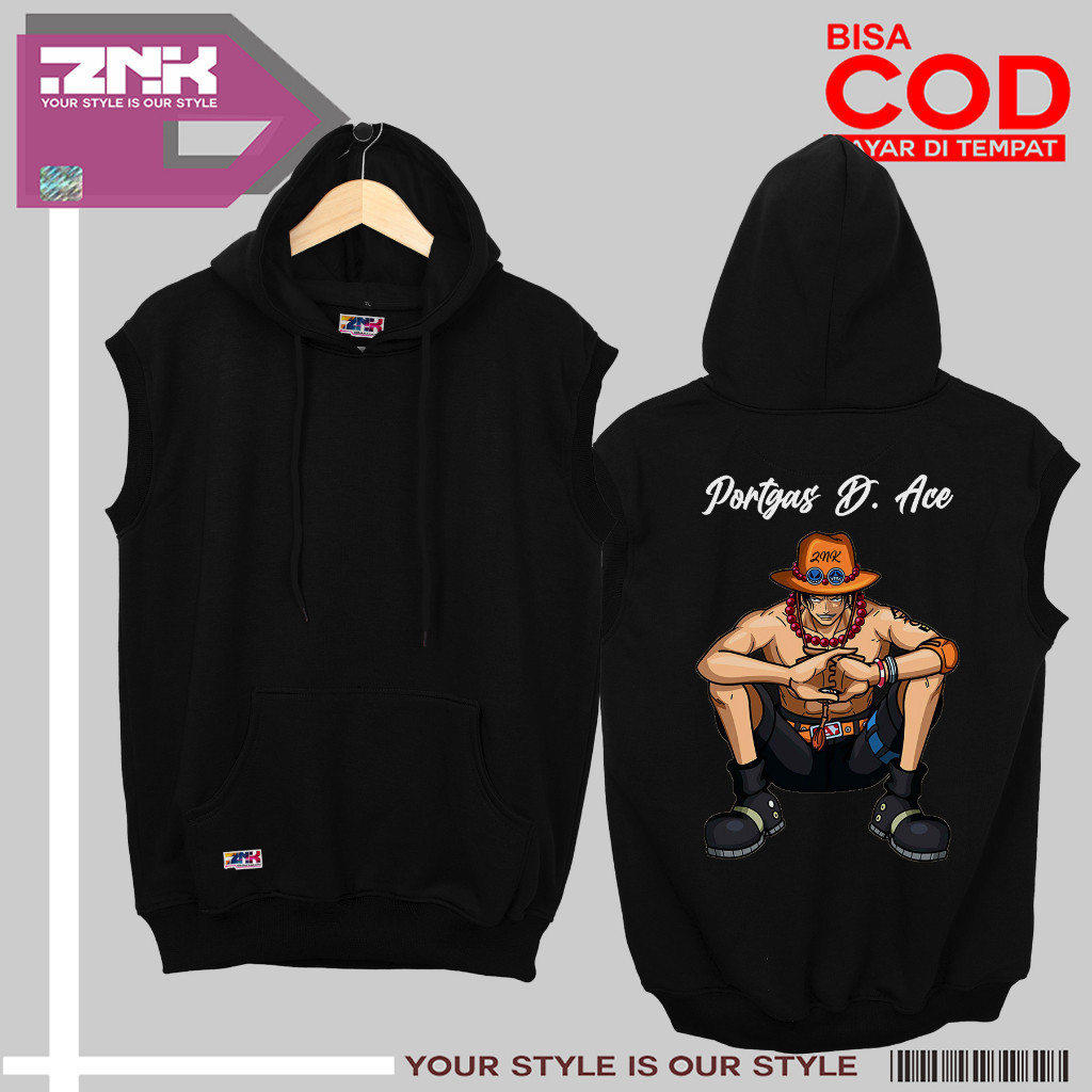 Jaket Rompi LUFFY anime vest pria distro rompi Portgas D.ACE jaket cowok keren Sweater cowok keren o