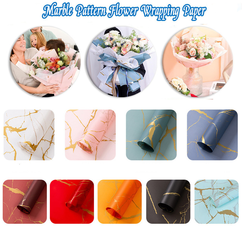 

20 LEMBAR Kertas Buket Gold Marble Marmer Cellophane Flower Wrapping Paper Florist