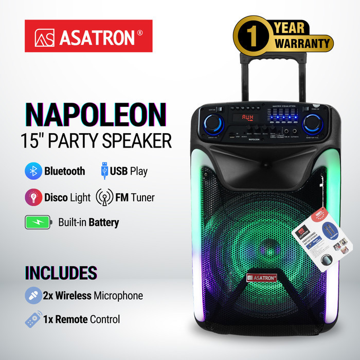 Asatron Napoleon 15 Inch Bluetooth Party Speaker