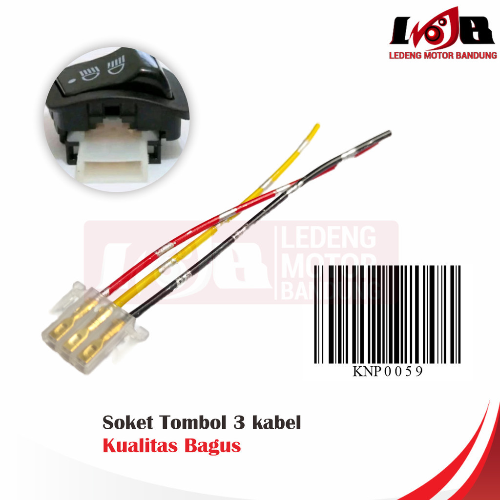 Soket Tombol 3 Kabel Saklar Fitting Lampu Dim Klakson Sen Karisma Beat