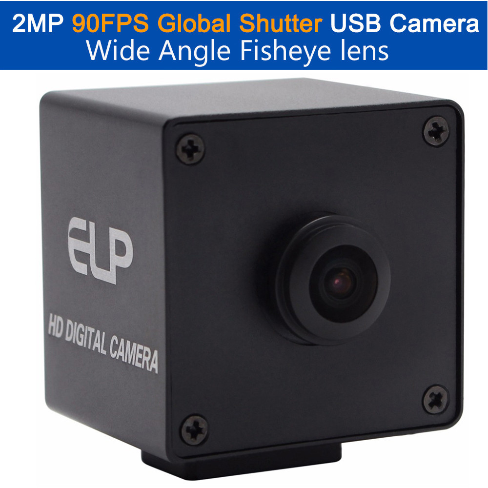 ELP 2MP 90fps Global Shutter Webcam Wide Angle Fisheye Lens High Spped Color AR0234 UVC Mini 1080P U