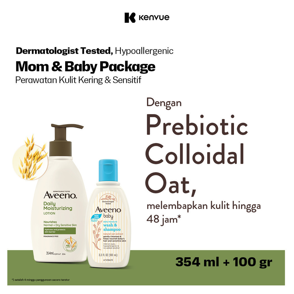 AVEENO Daily Moisturizing Lotion + Daily Moisture Baby Wash Shampoo - Mom & Baby Bundles