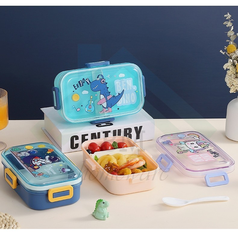 Kotak Makan Karakter Lucu Untuk Anak 700ml / Lunch Box Motif Astronot Unicorn Dino