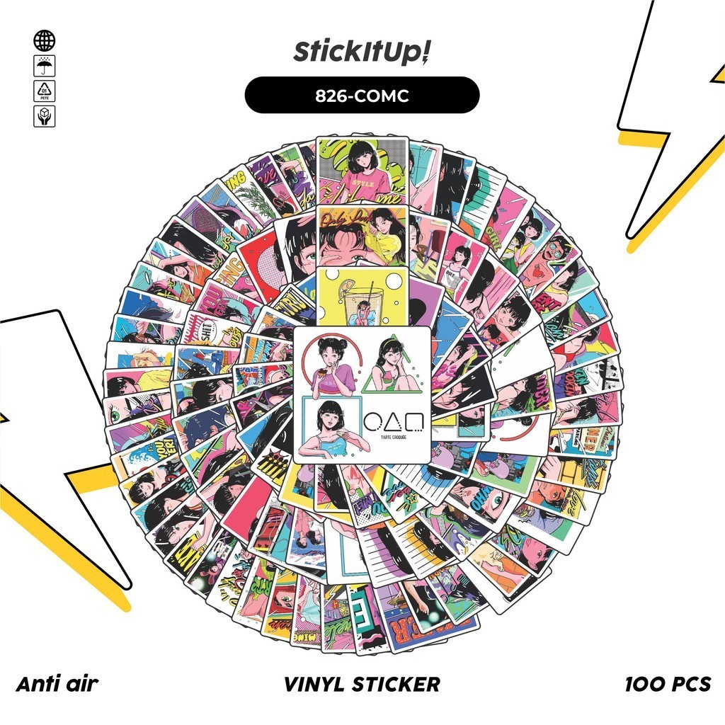 

COD✨ 100 Pcs Stiker Pack Comic Magazine Girls Lucu Aesthetic Vynil Waterproof untuk Freebies Sticker Buku Journal Casing HP Laptop