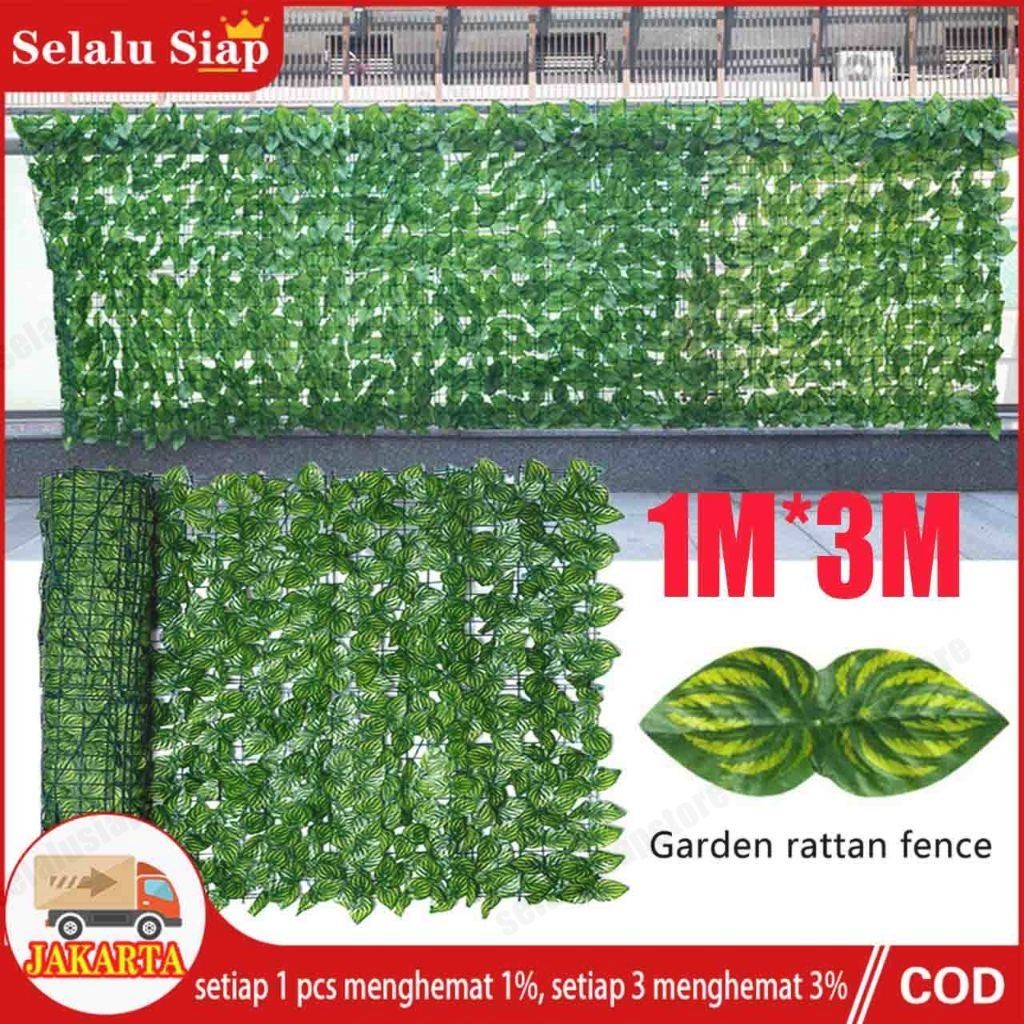 1M*3M Daun Imitasi Rambat Dinding Pagar Tanaman Satu Gulung Daun Rambat Plastik Semangka Daun Tanama