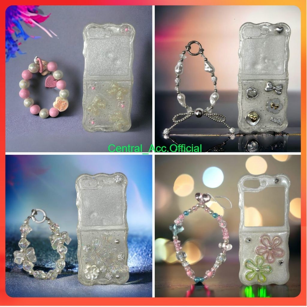 Case Gradasi Marble + Tali Gantungan Hp  [ SAMSUNG  Z Flip 3 / Z Flip 4  /  Z Flip 5 ] case corak sa