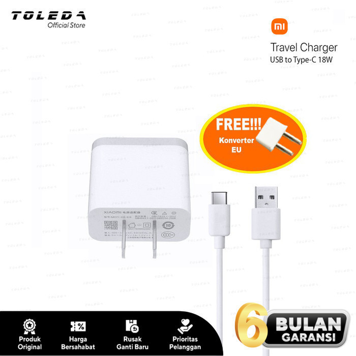Charger Xiaomi 18 W Adapter Kabel Type C Travel Original 100%