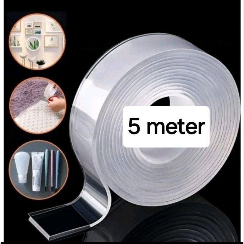 

5 METER Double Tape Nano Bening Panjang 5 Meter - Lakban Bening Super 5M Double Tape Nano Super Kuat