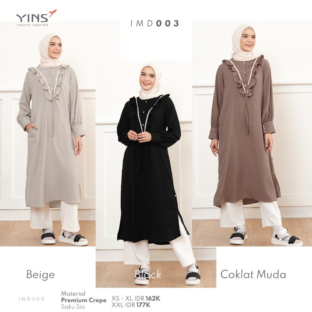 YOUTH INSPIRE | Promo Cuci Gudang Midi Dress IMD 003 by Yins Nibras | Atasan Muslimah Diskon Besar, 