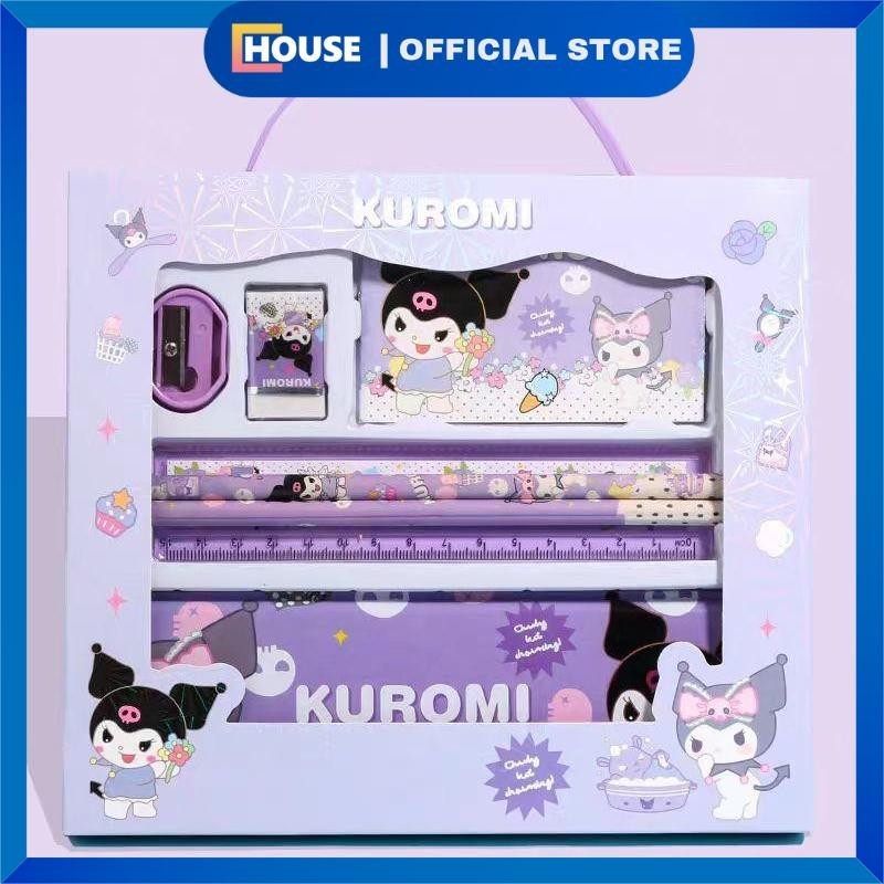 

(COD) Set Alat Tulis/ Kotak Pensil Anak Set 7 in 1 Stationery Untuk Hadiah Anak Sekolah Sanrio/ Alat Tulis Set Kotak Pensil Karakter Kuromi/ Set ATK Lucu dan Murah