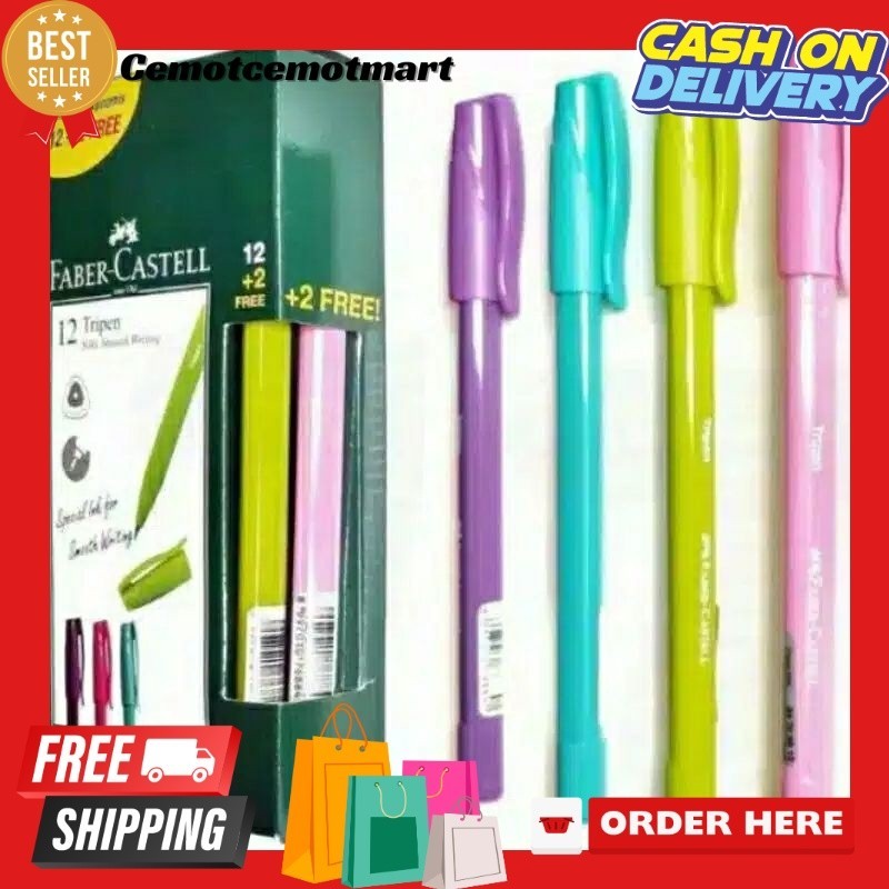

[Cmt] Pulpen Tripen Faber Castell Black Ink (Beli 1 Lusin Free 2 pcs)