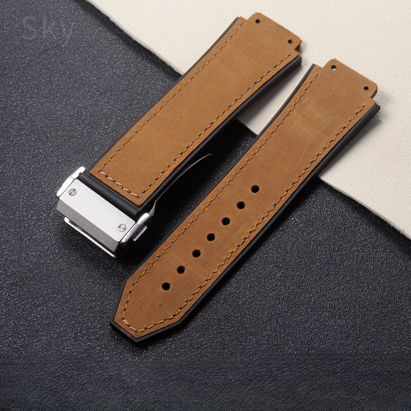 For Hublot Yubo Classic Fusion Big Bang Convex Interface Folding Buckle Men Sport Frosted Leather Si