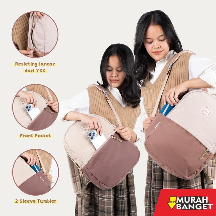 tas ransel wanita import TWOSTRAP - Rustic Backpack - Tas Ransel Laptop Wanita 14 inch Slim Canvas A
